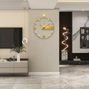 Large Wall Clock For Living Room Decor - 1pc Golden Big Wall Clock Decorative - Battery Operated - Roman Numeral Analog Large Clock For Bedroom, Room, Home, Kitchen, Office, Wall Decor 19*23inch