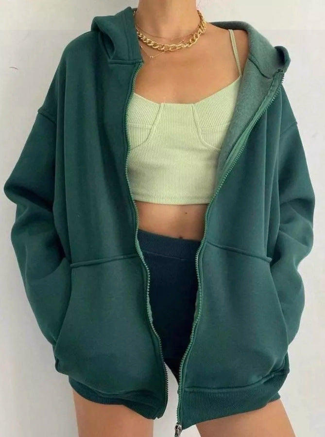 Women's Cozy Zipper Hooded Cardigan Coat