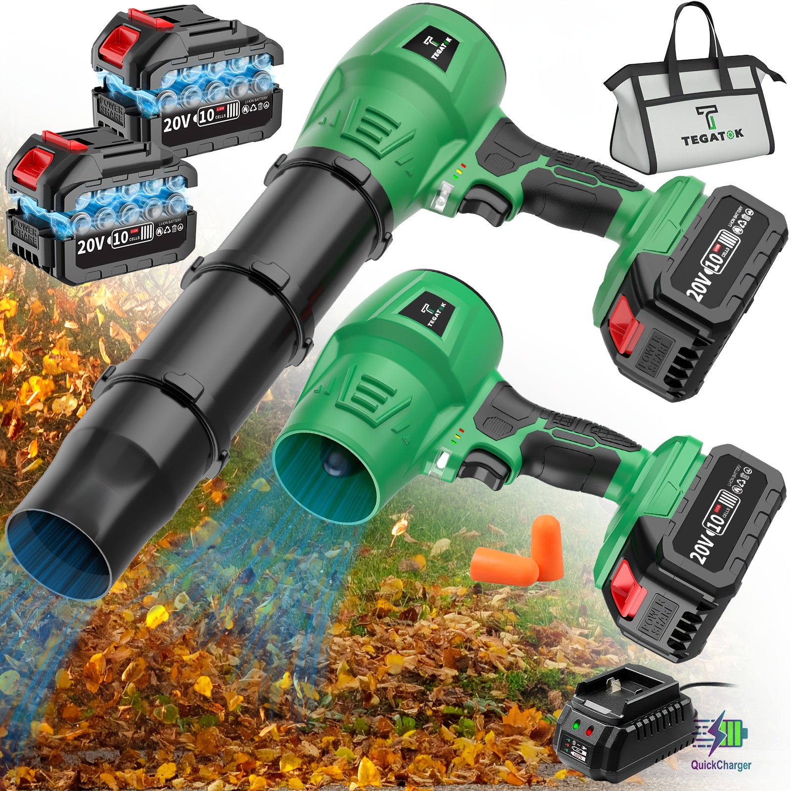 20000RPM Cordless Leaf Blower with 20V Battery and 2.0/4.0AH Options
