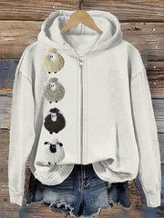 Digital Print Zipper Hooded Sweatshirt
