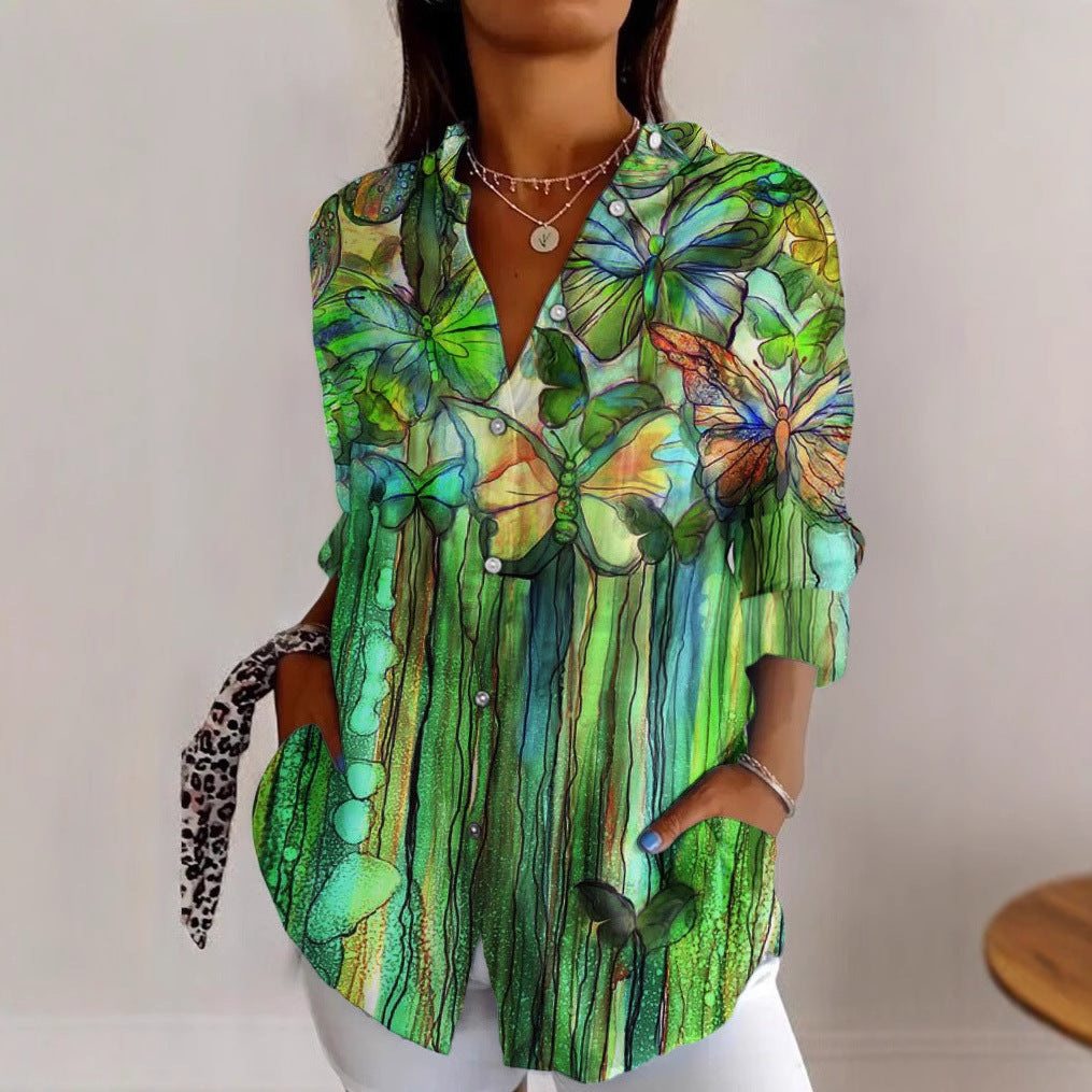 Women's Long Sleeve Floral Button Shirt
