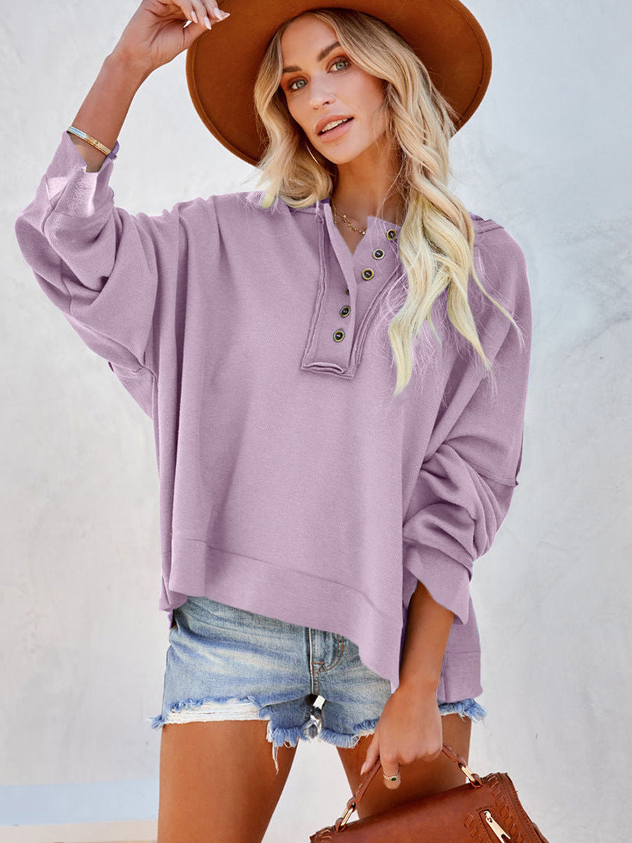 Women's Thickened Casual Drop-Shoulder Patchwork Hoodie