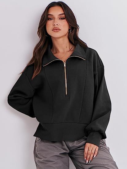 Women's Half-Zip Long Sleeve Pullover Sweater