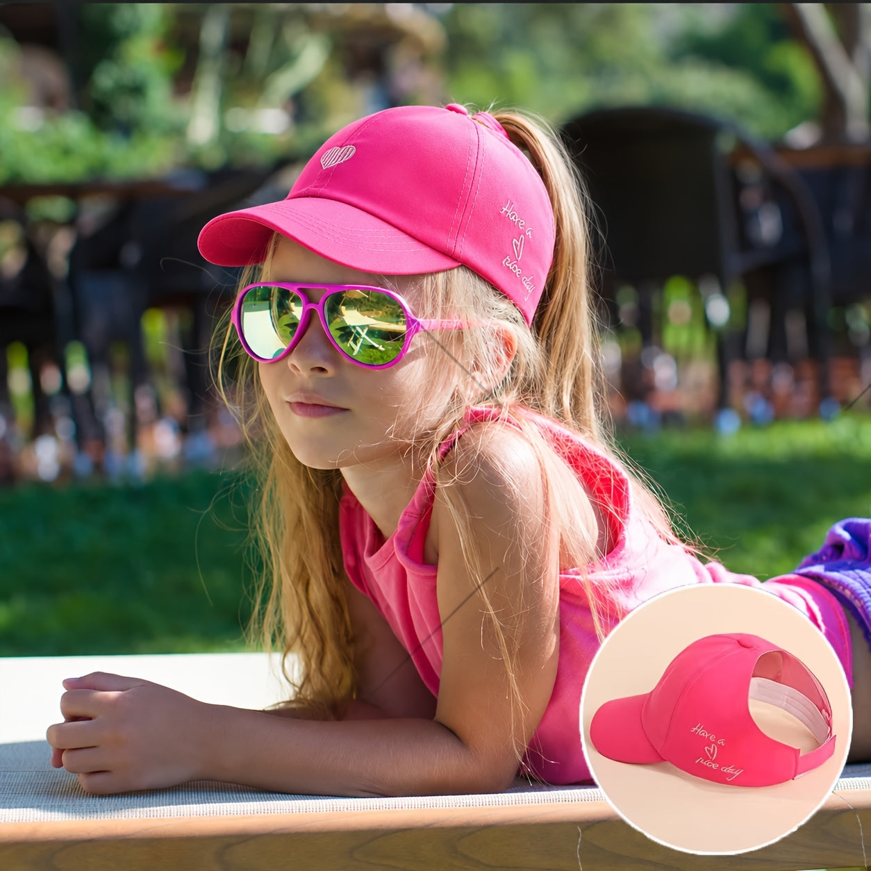 Kids Adjustable Heart Embroidery Baseball Cap for Boys and Girls