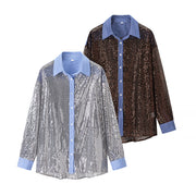 Women's Slim-Fit Long-Sleeve Sequined Blouse