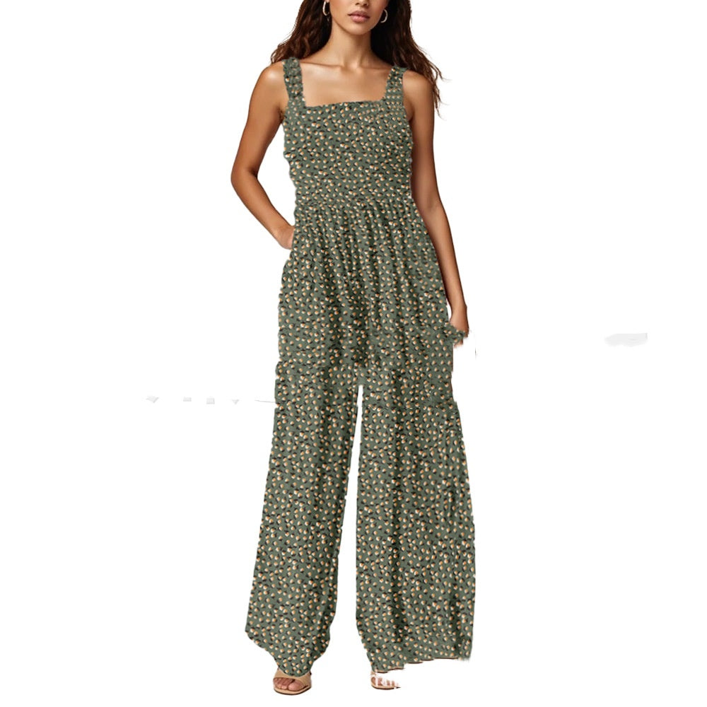 Women's Strappy Loose Printed Jumpsuit