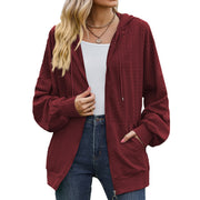 Women's V-Neck Zip-Up Loose Casual Sweater Coat