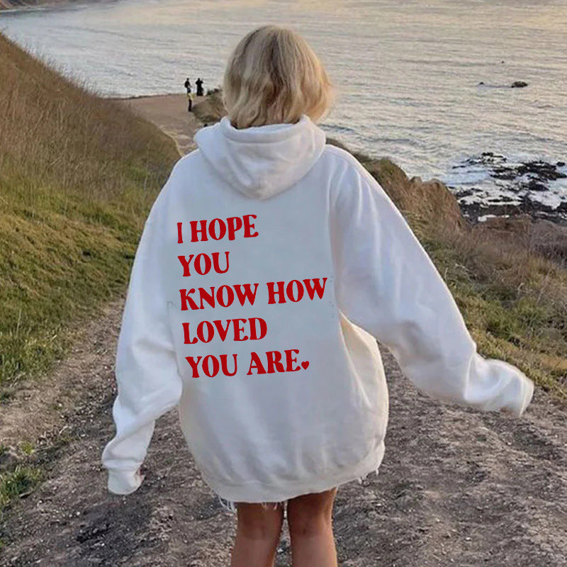 Plus Size Casual Printed Drawstring Hoodie