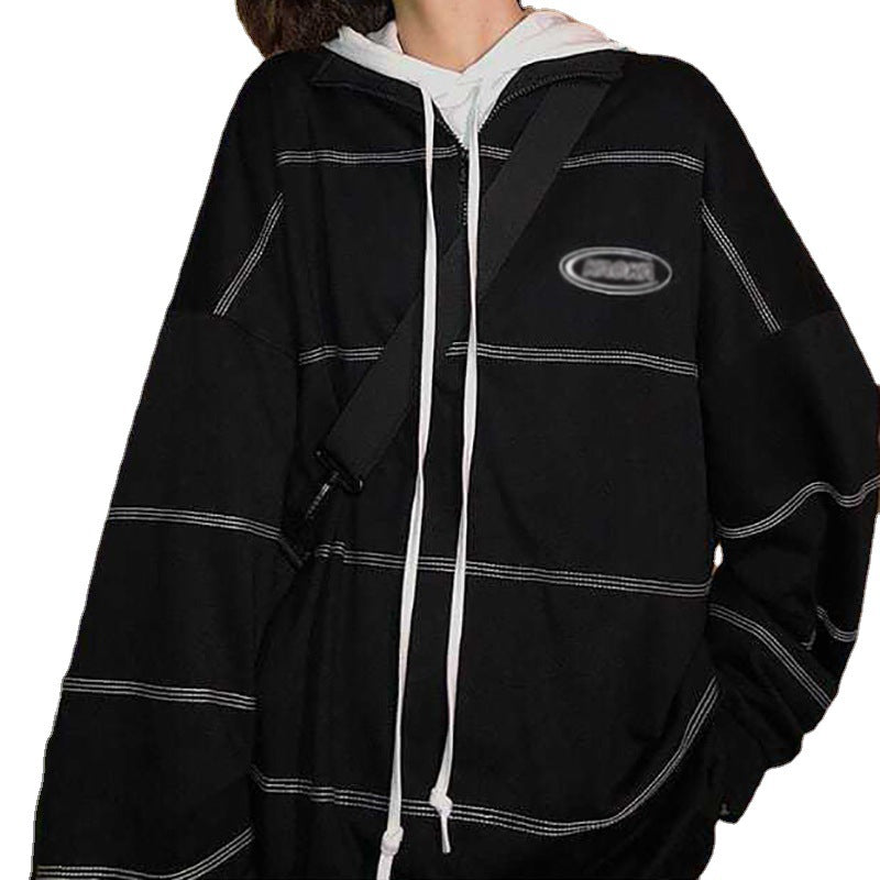 Trendy Streetwear Polo Collar Sweatshirt