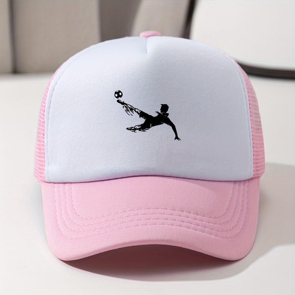 Unisex Mesh Print Baseball Cap – Breathable Sunshade Trucker Hat for Kids