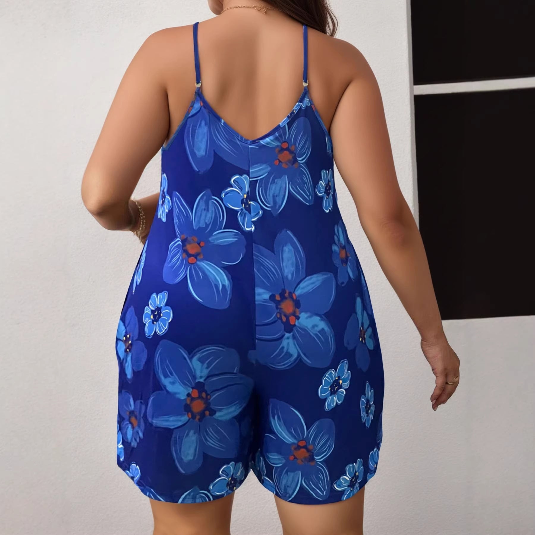 Chic Floral Print Plus-Size Casual Jumpsuit