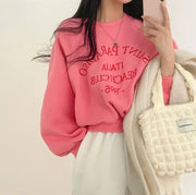 Embroidered Velvet Thick Round Neck Sweater for Women