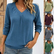 Cozy Waffle Knit Long Sleeve Pullover – Solid Colors