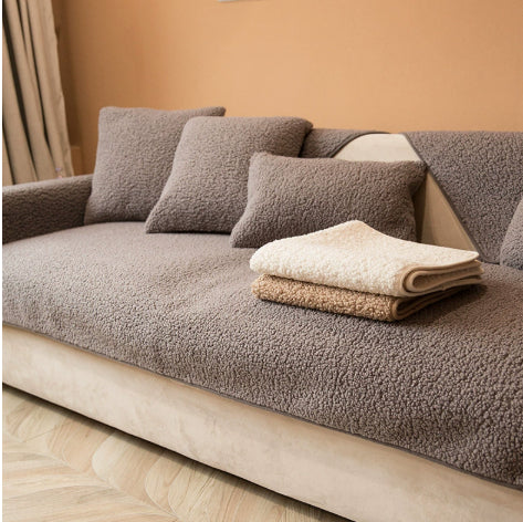 Thickened Lambswool Sofa Cushion Non-Slip Cover