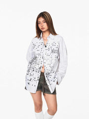Letter Printed Striped Long-sleeved Shirt Women's Shirt Jacket