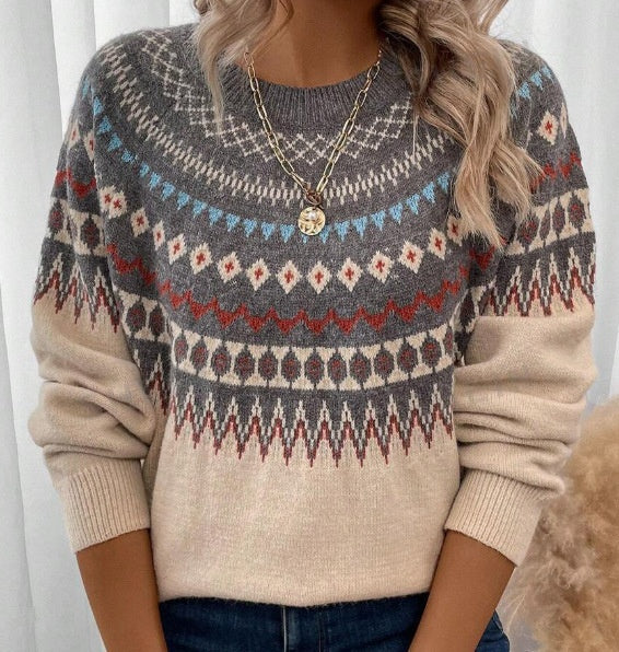 Women's Sweater Acrylic Thick Needle Thick Jacquard