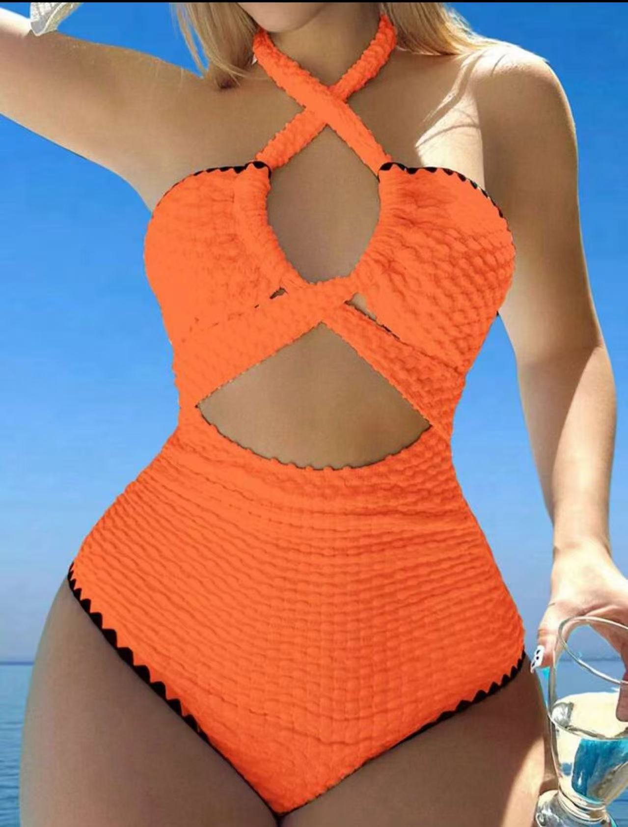 Sexy Backless High-Waist One-Piece Swimsuit