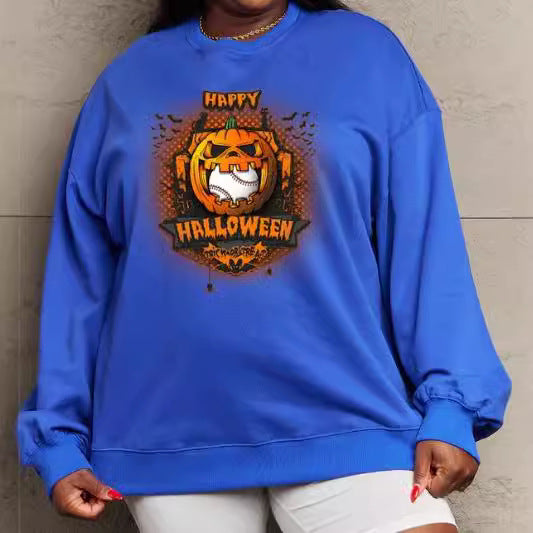 Women's Printed Long Sleeve Loose Sweatshirt