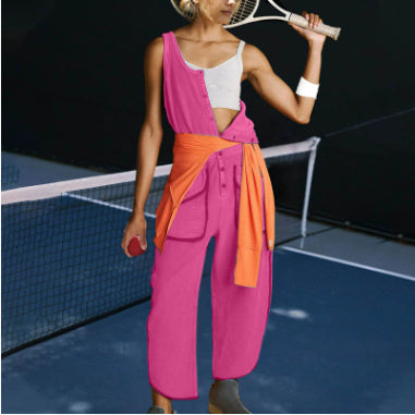 Women's Casual Sleeveless Pocket Jumpsuit