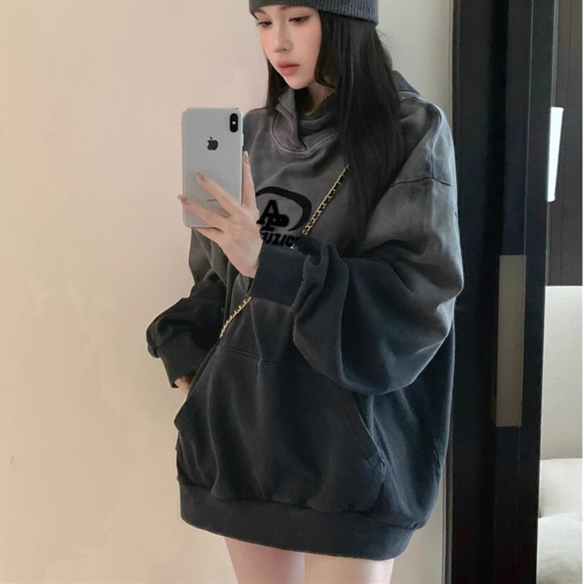 Plush Gradient Velvet Hoodie for Women