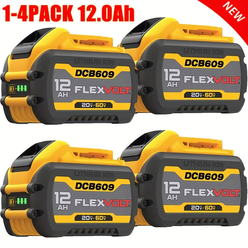 4Pack/ 2Pack/ 1Pack 12.0Ah 20V/60V Replacement for Dewalt 60V Flex-Volt MAX Battery DCB606 DCB609 DCB612 for Dewalt 20V/60V Cordless Power Tools