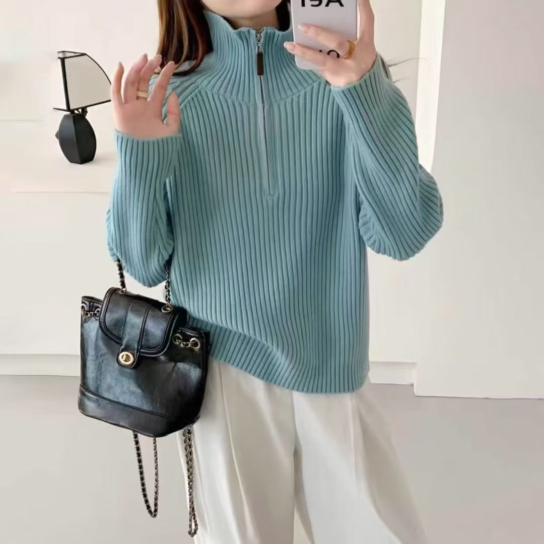 Versatile Loose-fit Pullover Knit Bottoming Top