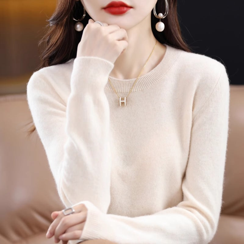 Round Neck Pure Wool Women's Sweater Loose Autumn and Winter