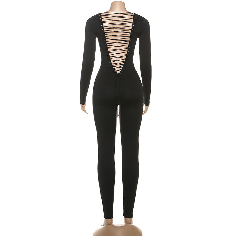 Sexy Backless Hollow-Out Bodycon Jumpsuit