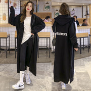 Plus Size Fleece-Lined Hooded Cardigan Dress