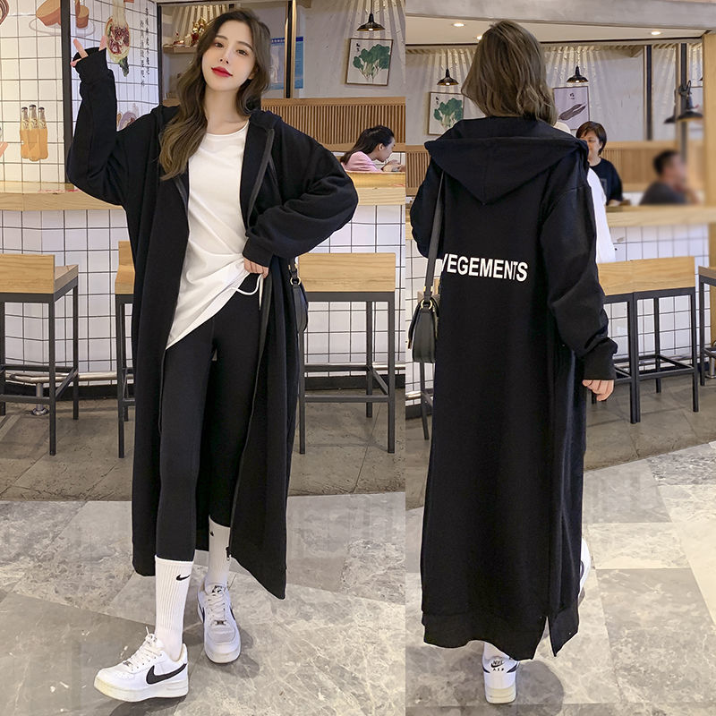 Plus Size Fleece-Lined Hooded Cardigan Dress