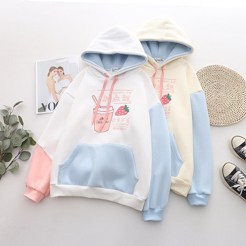 Hooded Student Plus Velvet Warm Sweater Girl