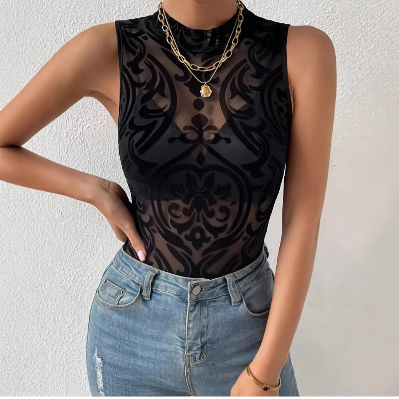 Women's Geometric Print Sleeveless Slim Fit Jumpsuit