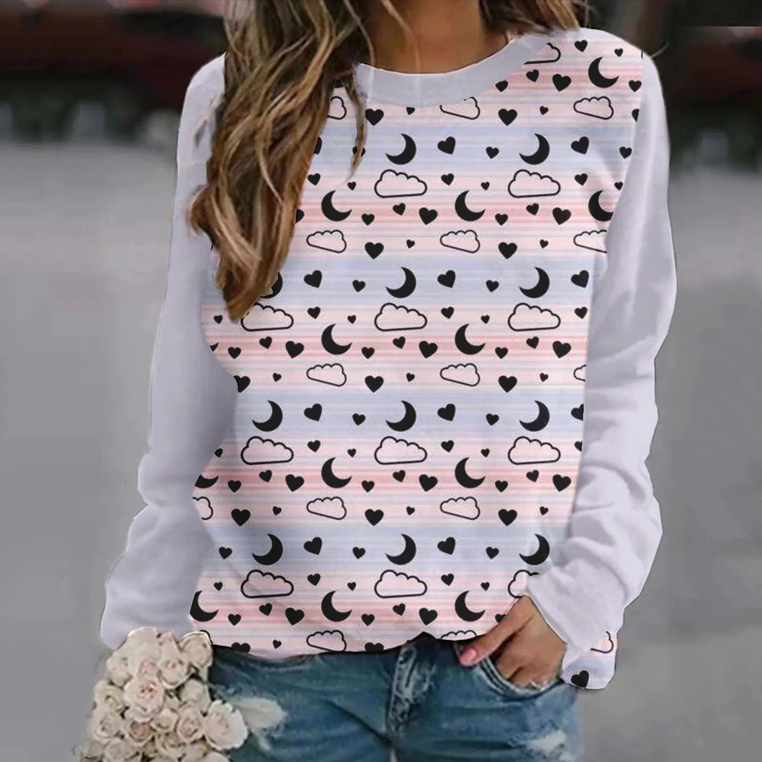 Women's Halloween Printed Raglan Sleeve Sweater