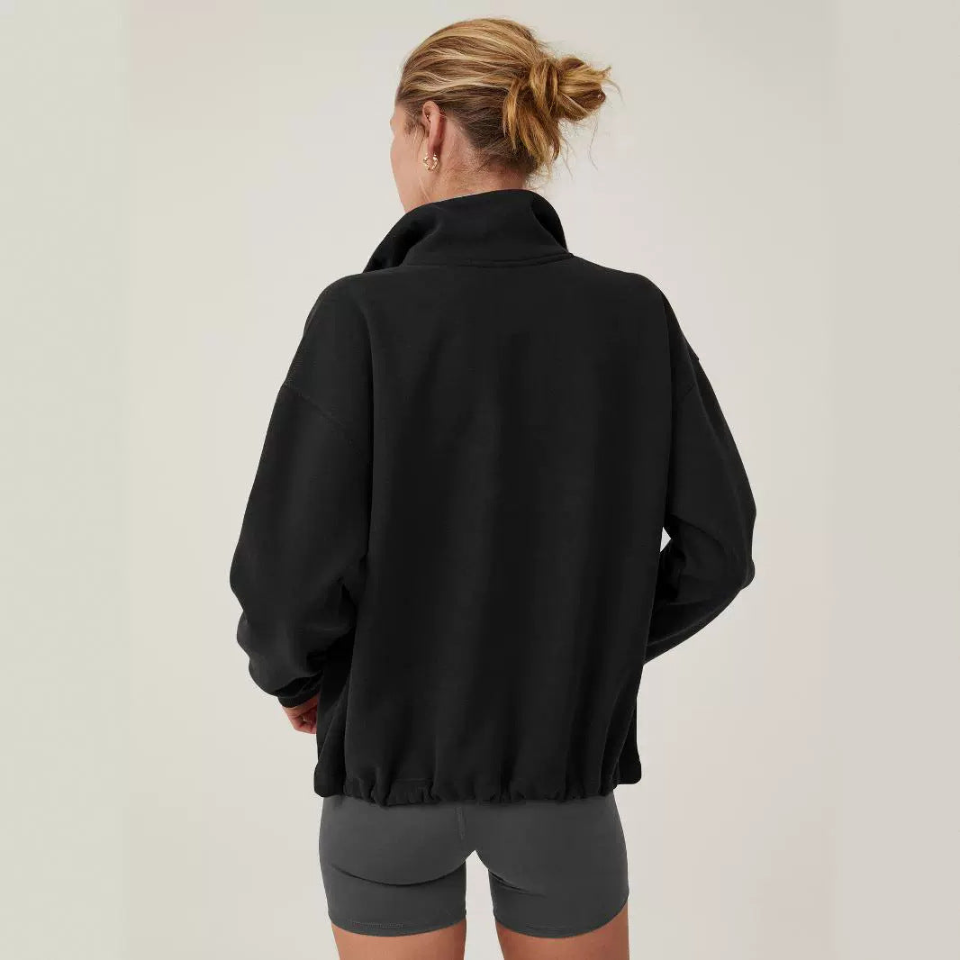 Women's Contrast Half-Zip Sports Pullover Sweatshirt
