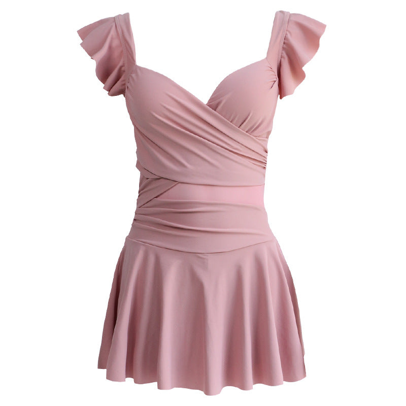 Chic Solid Color Women's One-Piece Swimsuit