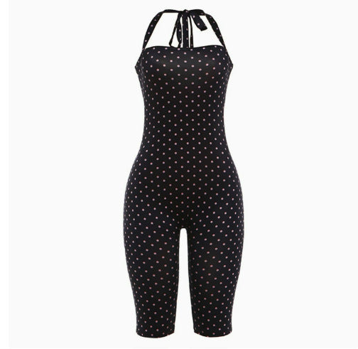 DA 2606103 Polka-Dot Print Halter Jumpsuit