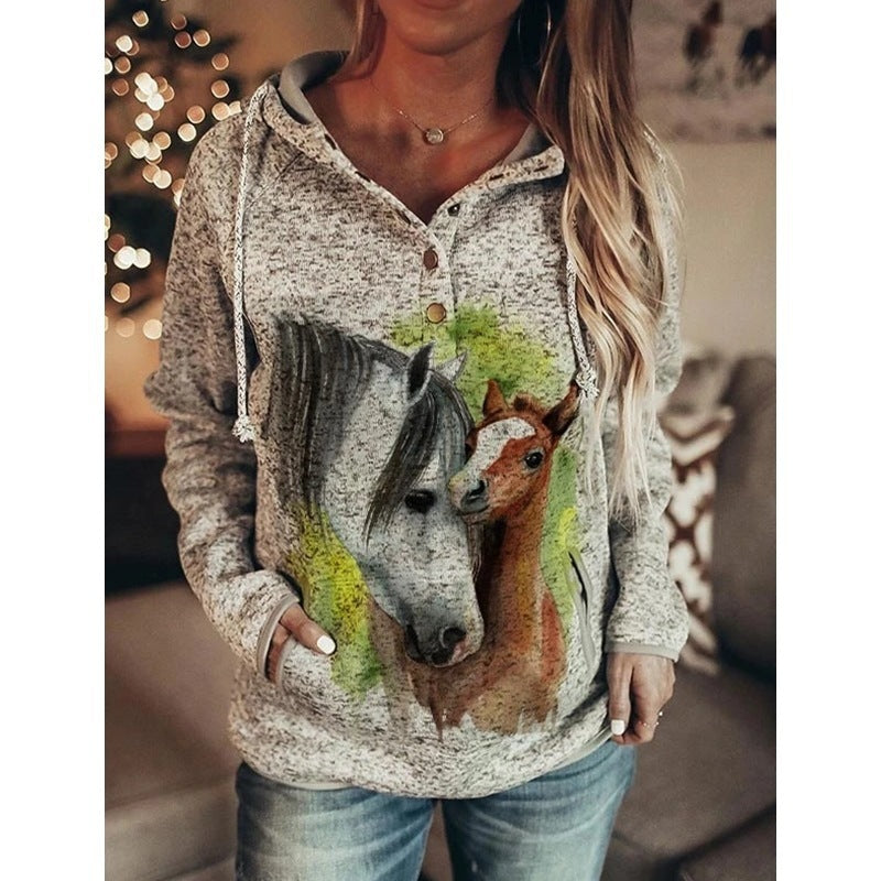 Cozy Gray Printed Women's Autumn & Winter Sweater