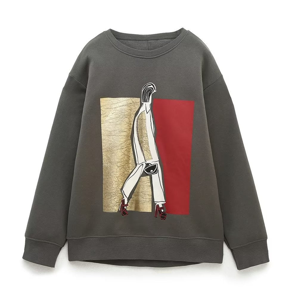 Women's 3D Digital Print Casual Long Sleeve Sweater