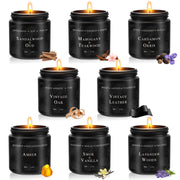 8‑Pack Men’s Scented Soy Candles – Assorted Scents (Sandalwood & Oud, Rosewood & Teak, Cardamom & Iris, Vintage Oak, Amber, Vintage Leather, Smoky Herbs, Lavender Forest) – Approx. 300‑Hour Total Burn