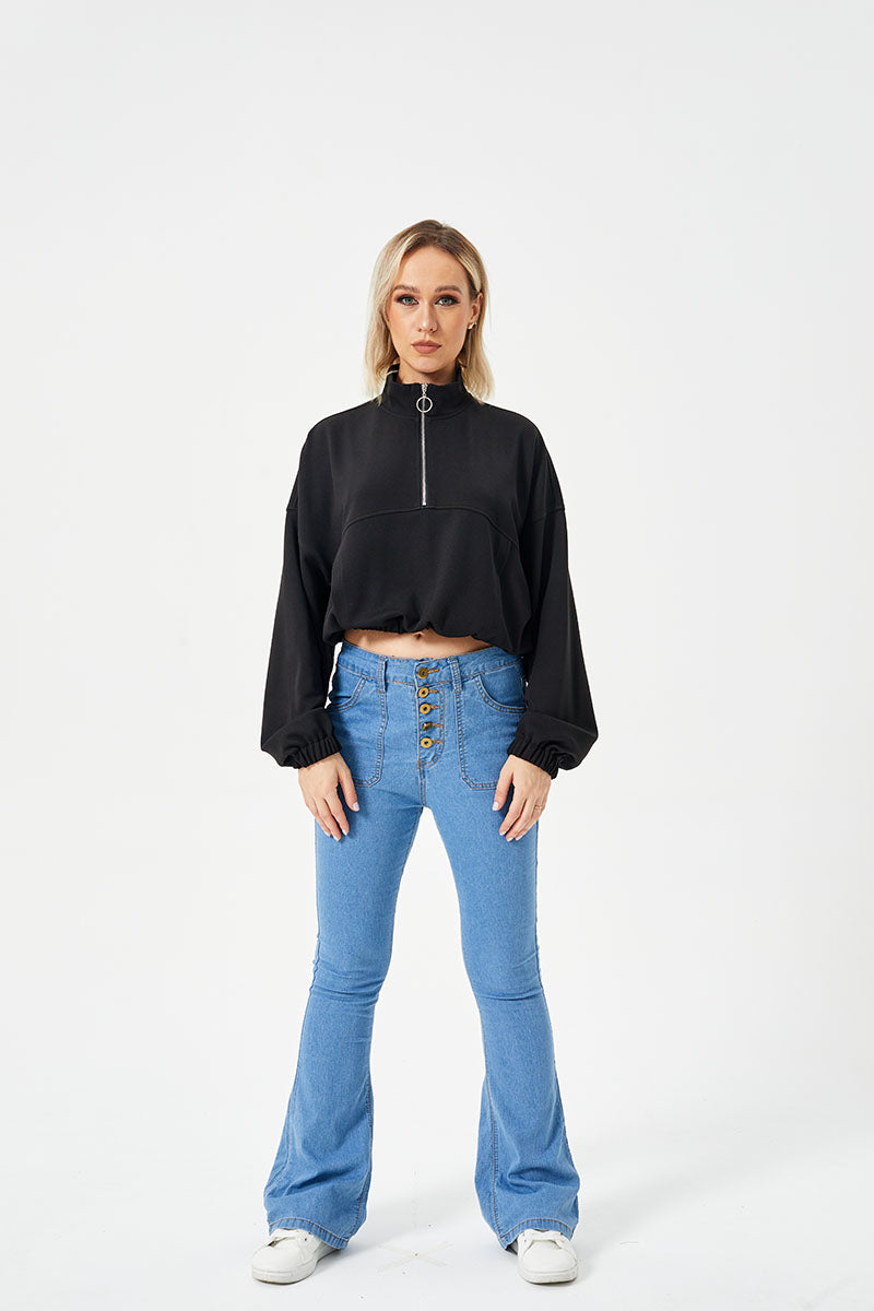 Women's Loose Casual Half-Zip Sweatshirt