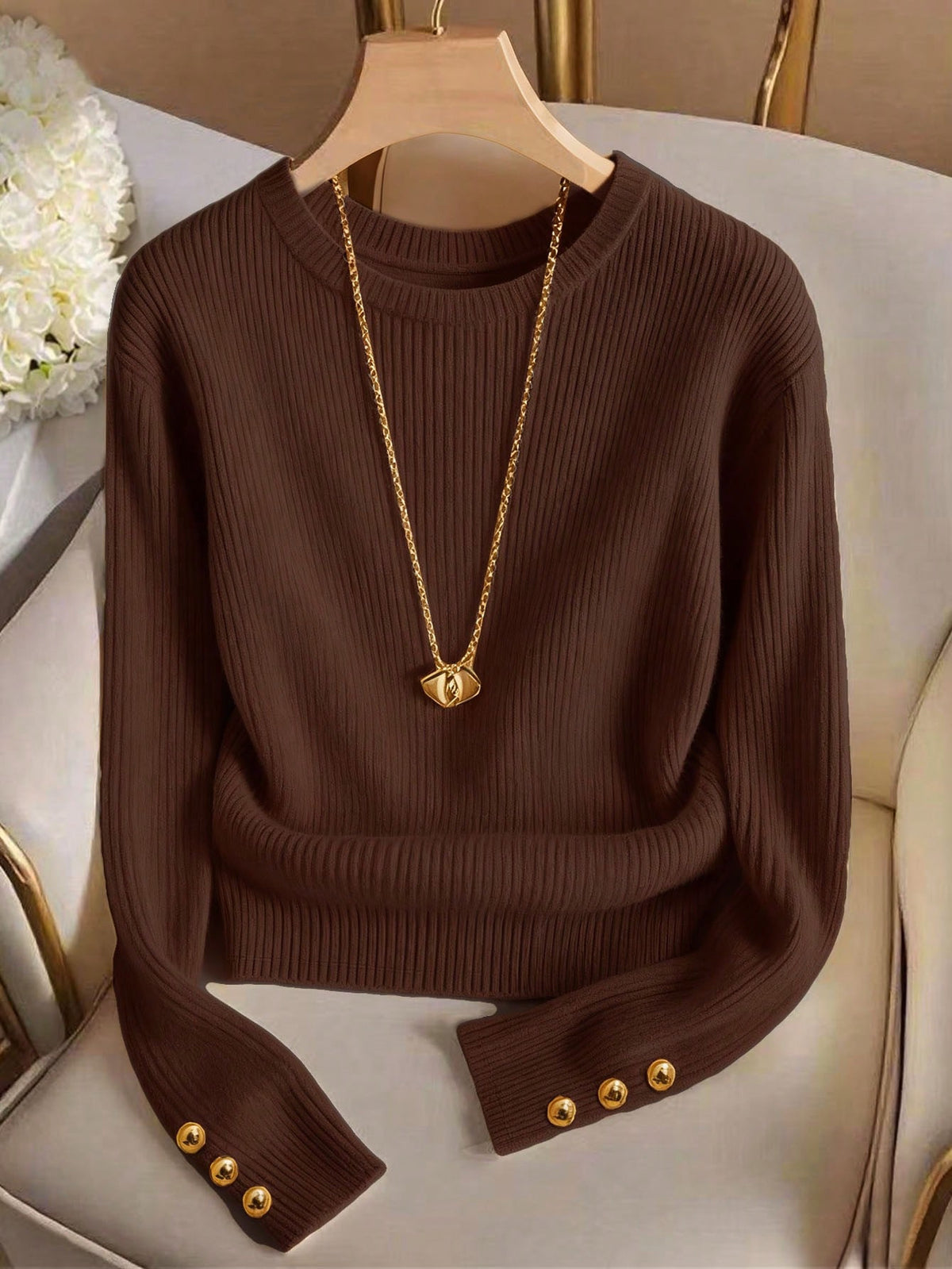 European and American Knitted Long-sleeved