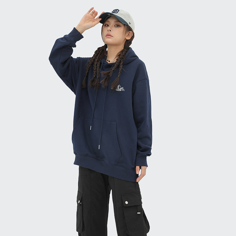 Plus Size Mountain Print Loose Hooded Sweatshirt