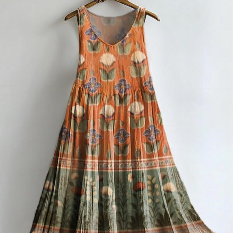 Women's Casual Digital Print V-neck Dress