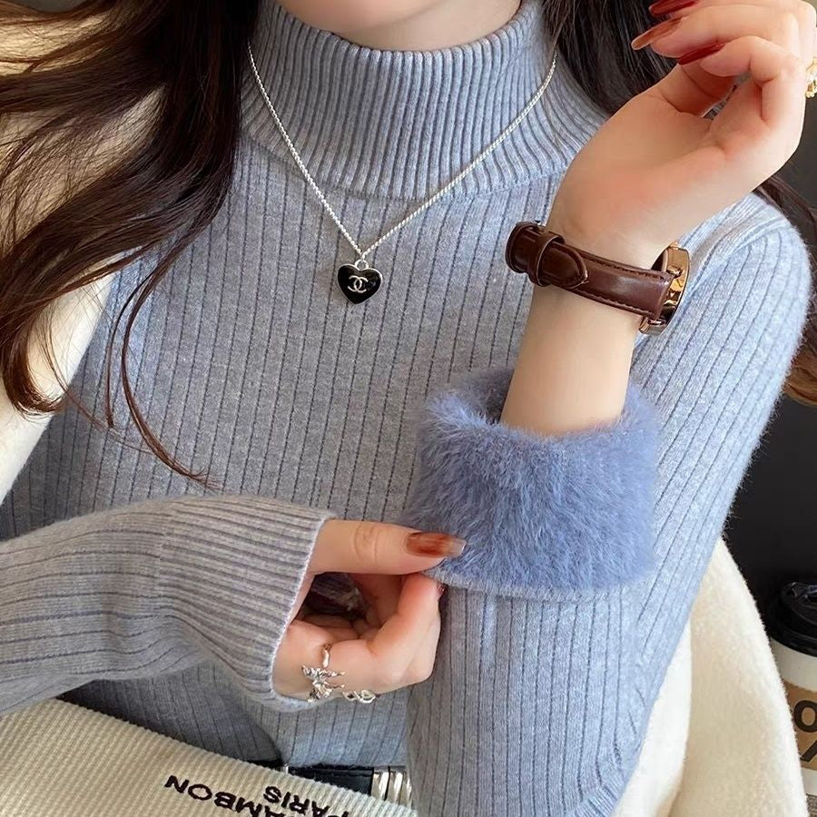 Turtleneck Sweater, Winter Thickened, One-piece Fleece-lined Top