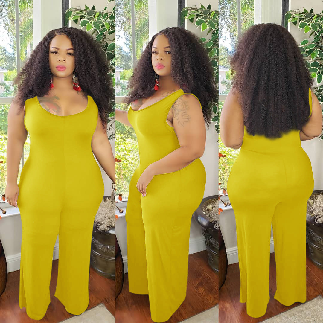 Round Neck Sleeveless Wide Leg Pants One-piece Nightclub Uniforms
