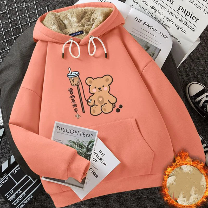 Women's Fleece-Lined Thickened Cashmere Hoodie
