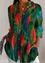 Lapel Casual Women's Creative Vintage Floral Floral Shirt