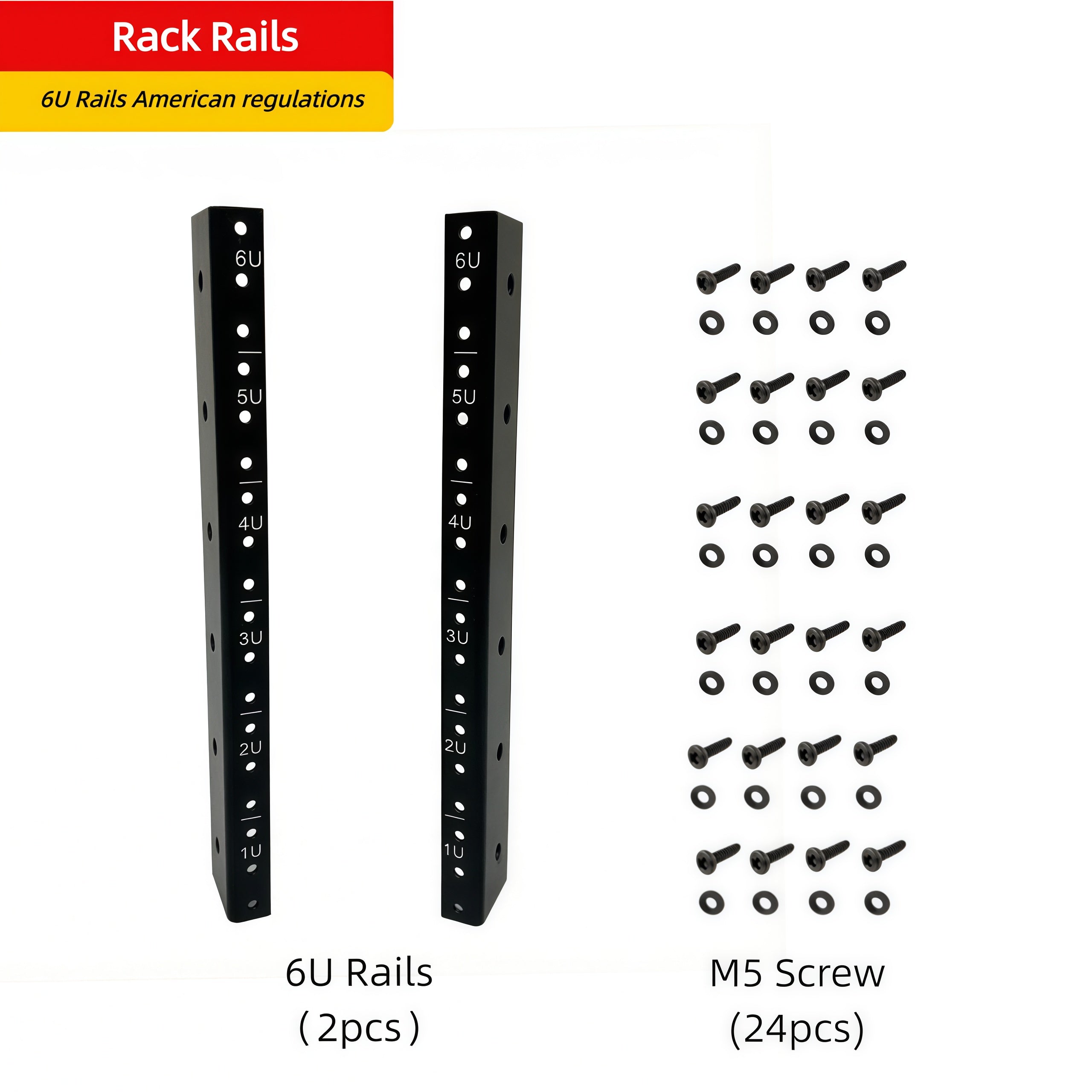 6U Heavy-Duty Steel Rack Rail with U-Shaped Mounting Support Bar