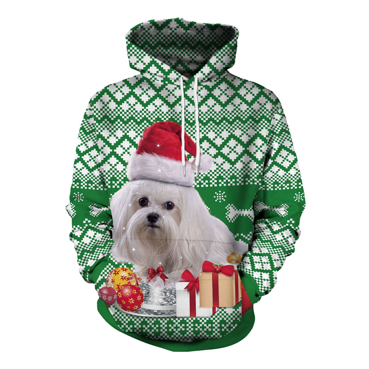 Women's Festive Christmas Hooded Digital Print Loose Sweatshirt
