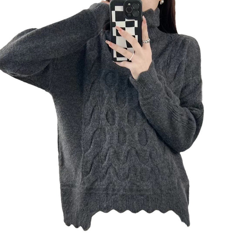 Cozy Twisted Turtleneck Knit Sweater for Women
